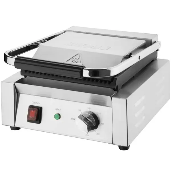 Contact-/Paninigrill | BISTRO | Enkel | Gegroefd Oppervlak 230x225 (Gietijzer) | 50°C/300°C | 1.45kW (230V) | 310x310x200(h)mm