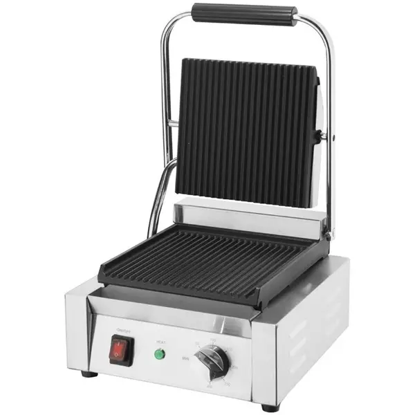 Contact-/Paninigrill | BISTRO | Enkel | Gegroefd Oppervlak 230x225 (Gietijzer) | 50°C/300°C | 1.45kW (230V) | 310x310x200(h)mm