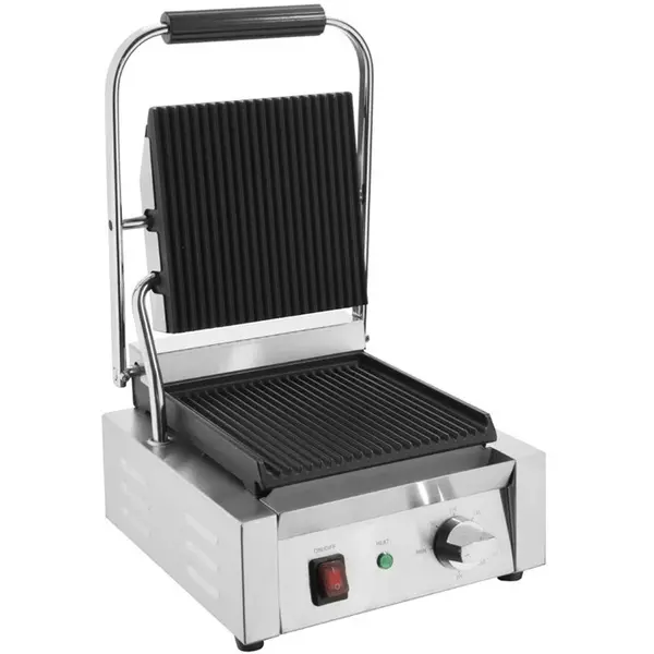 Contact-/Paninigrill | BISTRO | Enkel | Gegroefd Oppervlak 230x225 (Gietijzer) | 50°C/300°C | 1.45kW (230V) | 310x310x200(h)mm