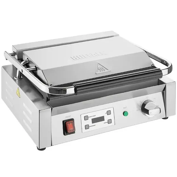 Contact-/Paninigrill | BISTRO | Enkel | Glad Oppervlak 344x230 (Gietijzer) | 50°C/300°C | 2.5kW (230V) | Timer | 430x310x200(h)mm