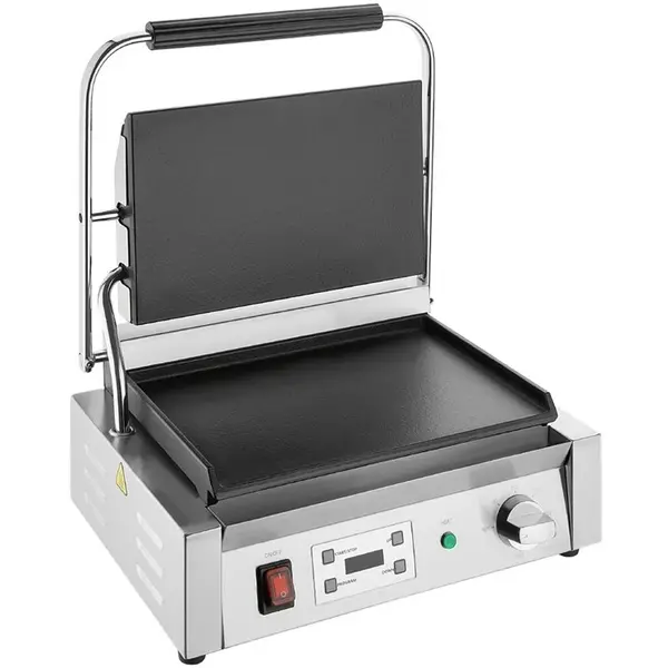 Contact-/Paninigrill | BISTRO | Enkel | Glad Oppervlak 344x230 (Gietijzer) | 50°C/300°C | 2.5kW (230V) | Timer | 430x310x200(h)mm