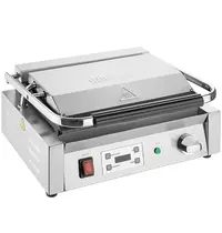 Buffalo Contact-/Paninigrill | BISTRO | Enkel | Gegroefd Oppervlak 344x230 (Gietijzer) | 50°C/300°C | 2.5kW (230V) | Timer | 430x310x200(h)mm