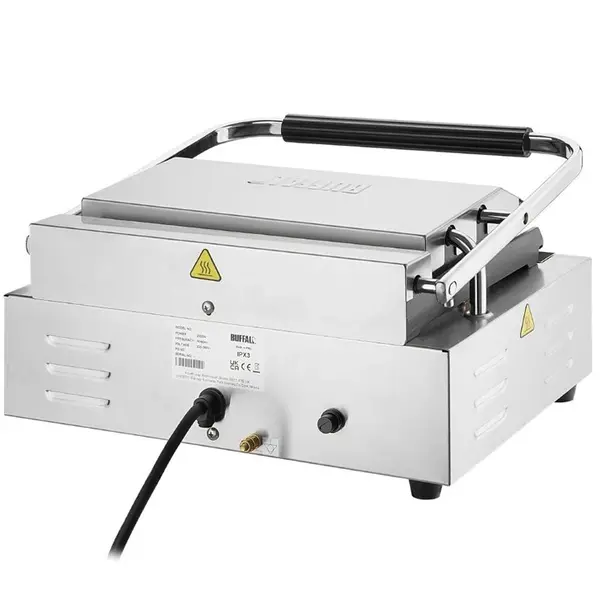 Contact-/Paninigrill | BISTRO | Enkel | Gegroefd Oppervlak 344x230 (Gietijzer) | 50°C/300°C | 2.5kW (230V) | Timer | 430x310x200(h)mm