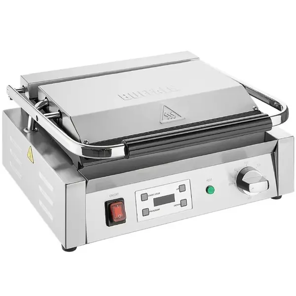 Contact-/Paninigrill | BISTRO | Enkel | Glad/Gegroefd Oppervlak 344x230 (Gietijzer) | 50°C/300°C | 2.5kW (230V) | Timer | 430x310x200(h)mm