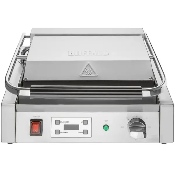Contact-/Paninigrill | BISTRO | Enkel | Glad/Gegroefd Oppervlak 344x230 (Gietijzer) | 50°C/300°C | 2.5kW (230V) | Timer | 430x310x200(h)mm