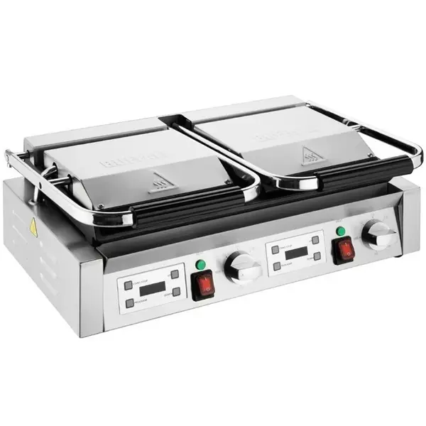 Contact-/Paninigrill | BISTRO | Dubbel | Gegroefd Oppervlak (Gietijzer) | 50°C/300°C | 3.6kW (2x 230V) | 570x310x200(h)mm