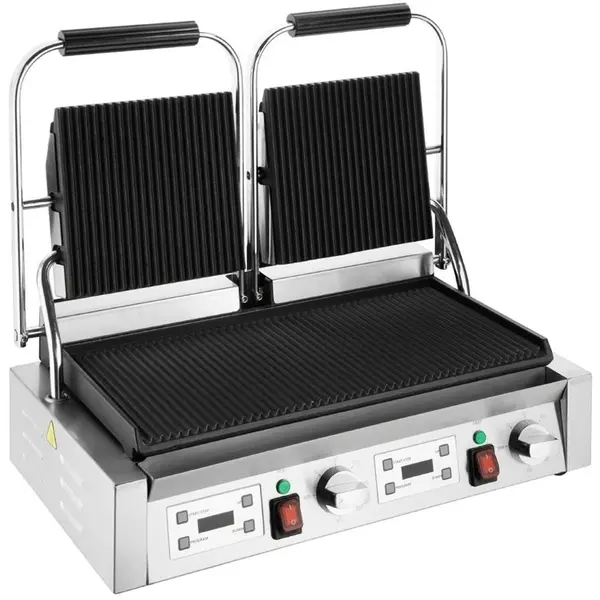 Contact-/Paninigrill | BISTRO | Dubbel | Gegroefd Oppervlak (Gietijzer) | 50°C/300°C | 3.6kW (2x 230V) | 570x310x200(h)mm