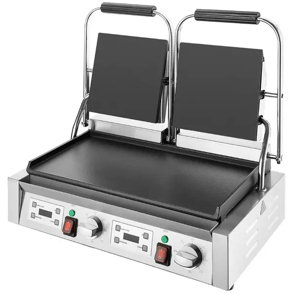 Contact-/Paninigrill | BISTRO | Dubbel | Glad Oppervlak (Gietijzer) | 50°C/300°C | 3.6kW (2x 230V) | 570x310x200(h)mm