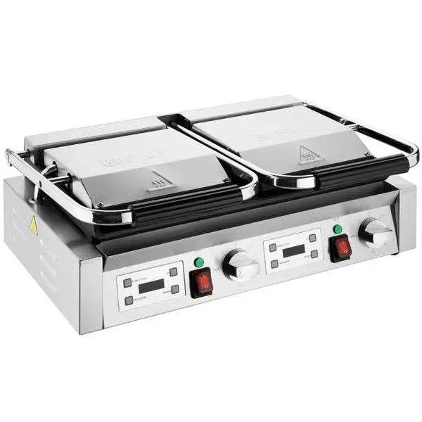 Contact-/Paninigrill | BISTRO | Dubbel | Glad/Gegroefd Oppervlak (Gietijzer) | 50°C/300°C | 3.6kW (2x 230V) | 570x310x200(h)mm