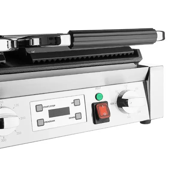 Contact-/Paninigrill | BISTRO | Dubbel | Glad/Gegroefd Oppervlak (Gietijzer) | 50°C/300°C | 3.6kW (2x 230V) | 570x310x200(h)mm