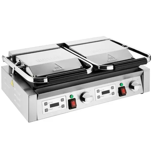 Contact-/Paninigrill | BISTRO | Dubbel | Glad/Gegroefd Oppervlak (Gietijzer) | 50°C/300°C | 3.6kW (2x 230V) | 570x310x200(h)mm