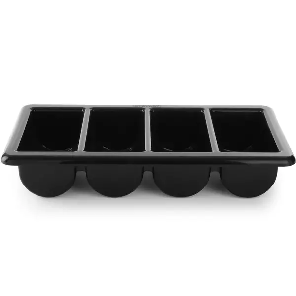Bestekbak | Kunststof | Zwart | 4-vaks | 1/1 GN | 530x325x100(h)mm