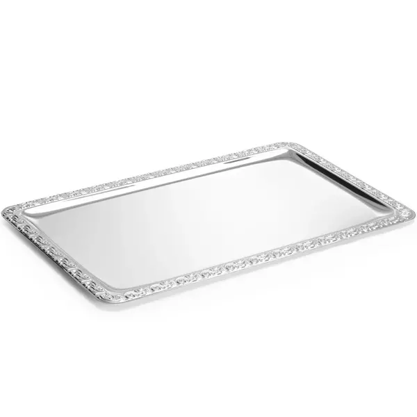 Vitrineplateau | RVS | 1/1 GN | Decoratieve Rand | 530x325mm