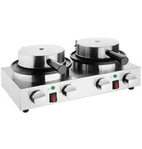Buffalo Wafelijzer | Dubbel | Belgische Wafels (Ø180mm) | 50°C/250°C | 2kW (230V) | Timer | 500x290x198(h)mm