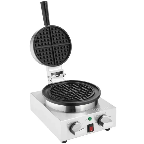 Wafelijzer | Enkel | Belgische Wafels (Ø180mm) | 50°C/250°C | 1kW (230V) | Timer | 240x290x198(h)mm