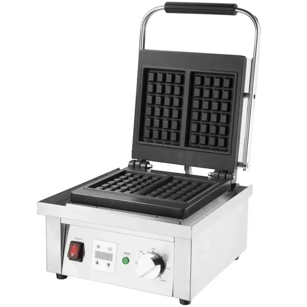 Wafelijzer | Enkel | Belgische Wafels (165x100mm) | 60°C/300°C | 1.6kW (230V) | Timer | 325x400x245(h)mm
