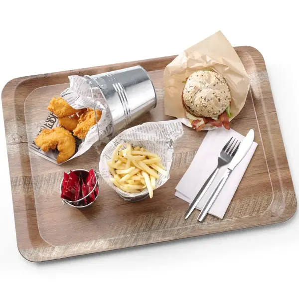 Dienblad | Melamine | Houtlook | Antislip | Stapelbaar | 530x370mm