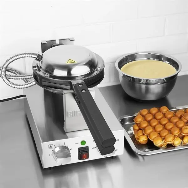 Wafelijzer | Enkel | Bubble Wafels | 50°C/250°C | 1.4kW (230V) | Draaibaar | Timer | 275x540x225(h)mm