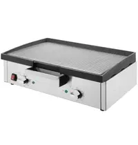 Buffalo Bak-/Grillplaat | Elektrisch | Gegroefd Oppervlak 555x264 (Gietijzer) | 50°C/300°C | 3kW (230V) | Timer | 615x466x207(h)mm 