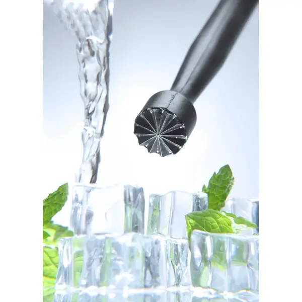 Cocktailstamper | BarUp | Kunststof | Zwart | Geribbelde Kop | Ø34x207mm