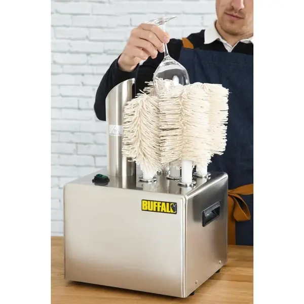 Glazenpoleermachine | RVS | ≤330 Glazen/Uur | 5 Borstels | Warme Lucht | 300x330x510(h)mm