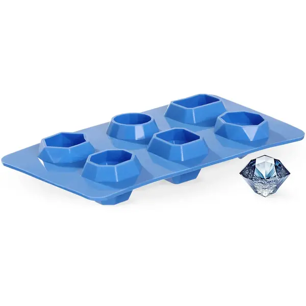 IJsblokjesvormen | BarUp | Siliconen | Blauw | 6 Edelsteenvormen | 2 Stuks | 190x105x30(h)mm