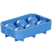 HENDI IJsblokjesvorm | BarUp | Siliconen | Blauw | 2-delig | 6 IJsballen | 180x125x50(h)mm 