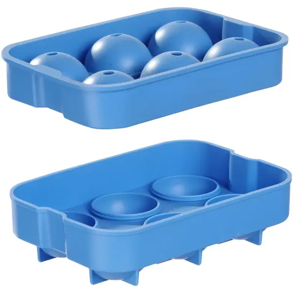 IJsblokjesvorm | BarUp | Siliconen | Blauw | 2-delig | 6 IJsballen | 180x125x50(h)mm