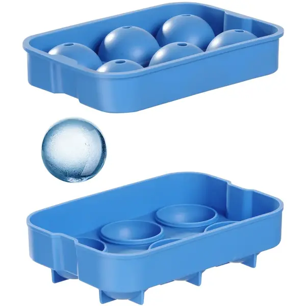 IJsblokjesvorm | BarUp | Siliconen | Blauw | 2-delig | 6 IJsballen | 180x125x50(h)mm