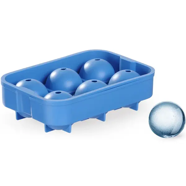 IJsblokjesvorm | BarUp | Siliconen | Blauw | 2-delig | 6 IJsballen | 180x125x50(h)mm