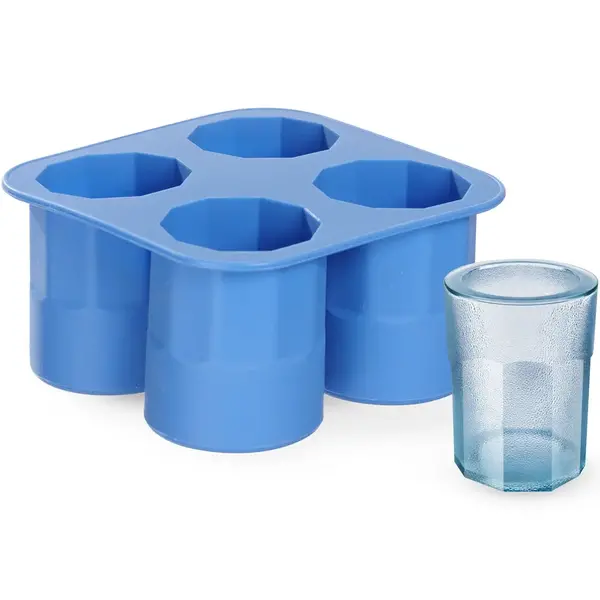 IJsblokjesvorm | BarUp | Siliconen | Blauw | 4 Shotglas-IJsblokjes | 122x122x60(h)mm
