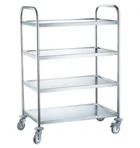 HENDI Serveerwagen | RVS | 4 Niveaus (830x510) | Wielen (Geremd) | 905x585x1245(h)mm