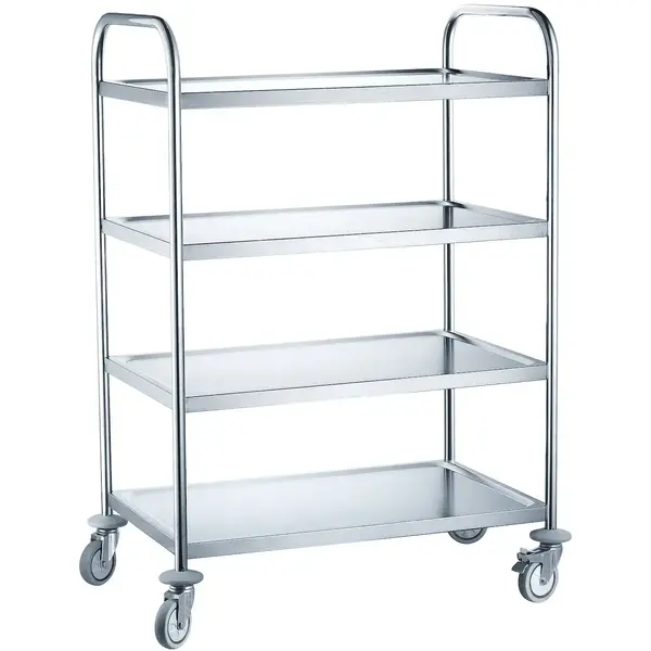 Serveerwagen | RVS | 4 Niveaus (830x510) | Wielen (Geremd) | 905x585x1245(h)mm