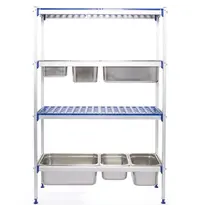 HENDI Opbergrek | Aluminium/Kunststof | 4 Schappen | GN-containers | 1120x355x1685(h)mm 