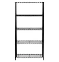 HENDI Opbergrek | Staal | Zwart | 5 Schappen (Verstelbaar) | Verstelbare Voeten | 910x455x1830(h)mm 