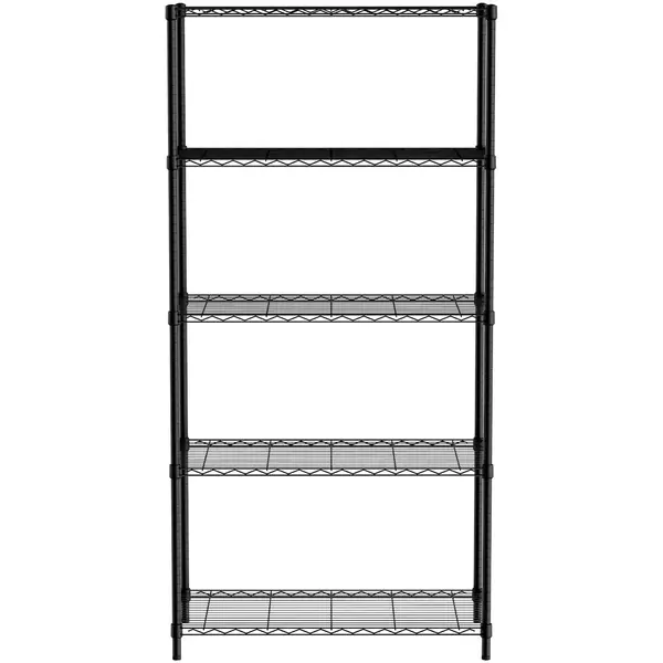 Opbergrek | Staal | Zwart | 5 Schappen (Verstelbaar) | Verstelbare Voeten | 910x455x1830(h)mm