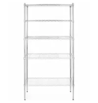 HENDI Opbergrek | Staal | Verchroomd | 5 Schappen (Verstelbaar) | Verstelbare Voeten | 910x455x1830(h)mm 