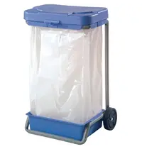 Numatic Afvalzakhouder | RVS/Kunststof | Blauw | 120L | Klapdeksel | Wielen | 560x450x885(h)mm