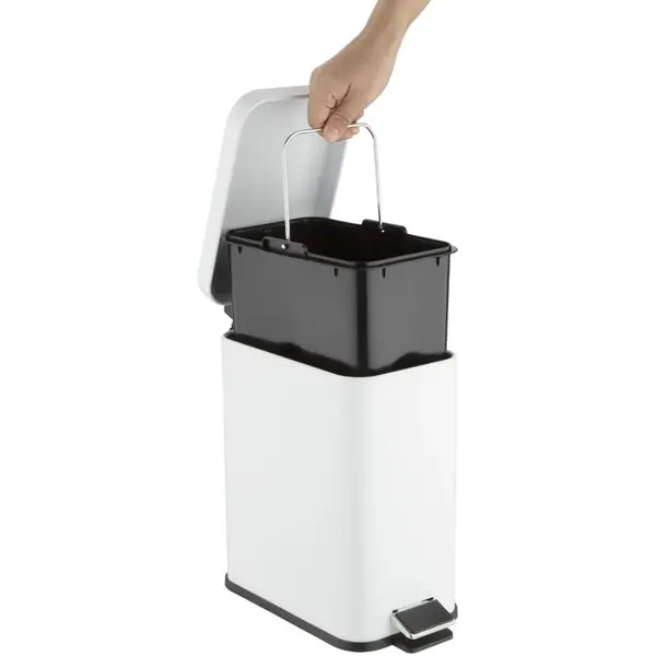 Pedaalemmer | Staal | Wit | 5L | Klapdeksel | 285x160x315(h)mm