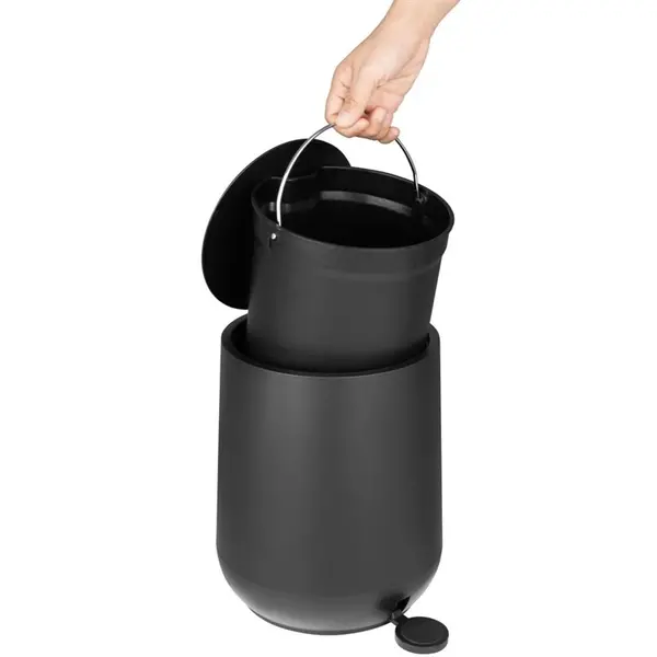 Pedaalemmer | Kunststof | Zwart | 5L | Klapdeksel | Ø245x290(h)mm