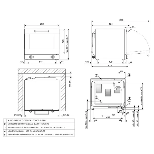 Multifunctionele Heteluchtoven | ALFA | 4 Niveaus (435x320) | Elektrisch | 50°C/270°C | 3kW (230V) | Grillfunctie | 602x580x537(h)mm