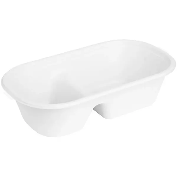 Voedselcontainers | Bagasse | Composteerbaar | 900ml | 2-vaks | 100 Stuks