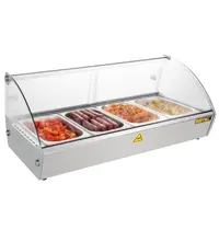 Buffalo Verwarmde Tapasvitrine | RVS | 4x 1/3 GN | 30°C/90°C | Statisch | 1 Niveau | 0.5kW (230V) | 773x420x336(h)mm