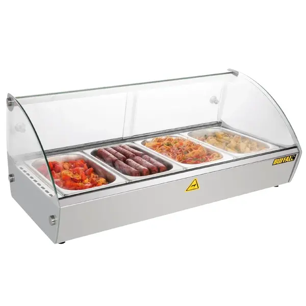 Verwarmde Tapasvitrine | RVS | 4x 1/3 GN | 30°C/90°C | Statisch | 1 Niveau | 0.5kW (230V) | 773x420x336(h)mm