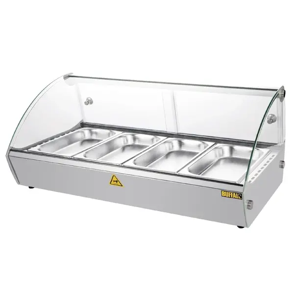Verwarmde Tapasvitrine | RVS | 4x 1/3 GN | 30°C/90°C | Statisch | 1 Niveau | 0.5kW (230V) | 773x420x336(h)mm