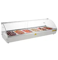 Buffalo Verwarmde Tapasvitrine | RVS | 6x 1/3 GN | 30°C/90°C | Statisch | 1 Niveau | 0.8kW (230V) | 1127x420x336(h)mm