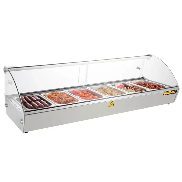 Verwarmde Tapasvitrine | RVS | 6x 1/3 GN | 30°C/90°C | Statisch | 1 Niveau | 0.8kW (230V) | 1127x420x336(h)mm