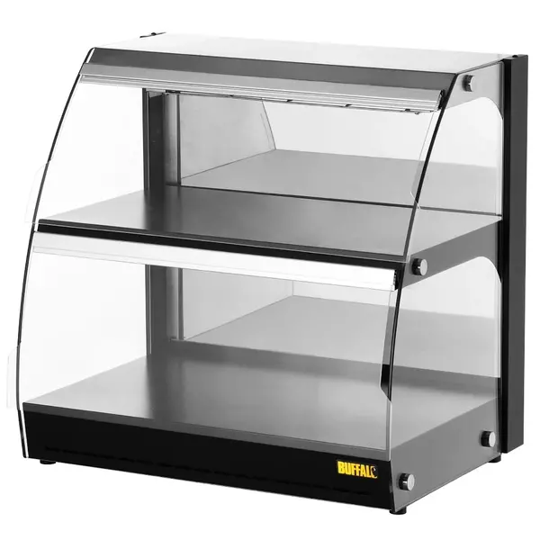 Warmhoudvitrine | Zwart | 30°C/90°C | Statisch | 2 Niveaus | Zelfbediening | 0.56kW (230V) | 650x467x630(h)mm