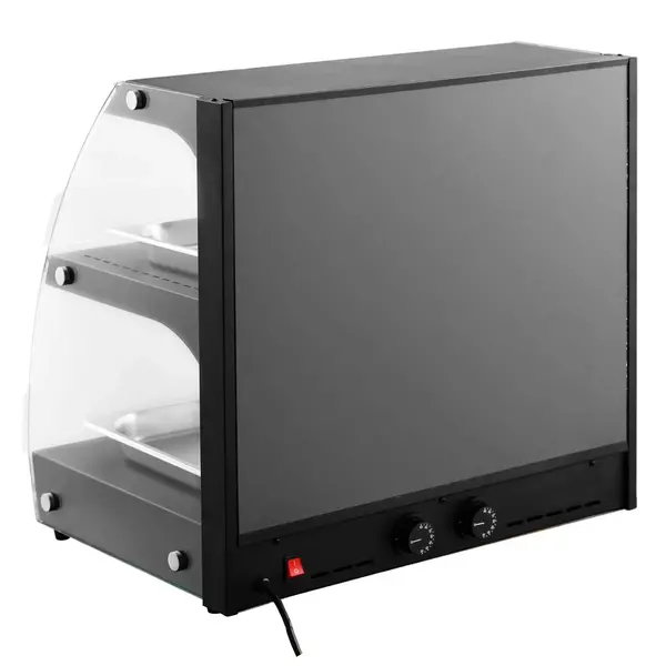 Warmhoudvitrine | Zwart | 30°C/90°C | Statisch | 2 Niveaus | Zelfbediening | 0.56kW (230V) | 650x467x630(h)mm