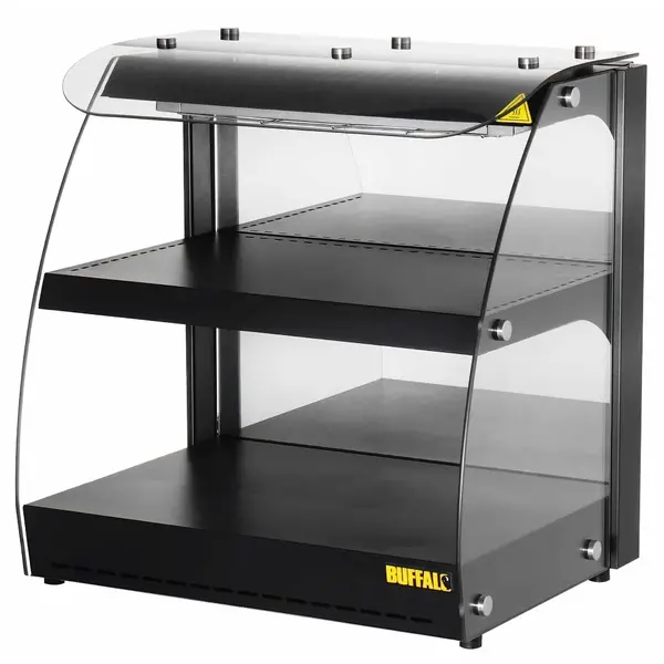 Warmhoudvitrine | Zwart | 30°C/90°C | Statisch | 2 Niveaus | Zelfbediening | 0.56kW (230V) | 625x457x650(h)mm